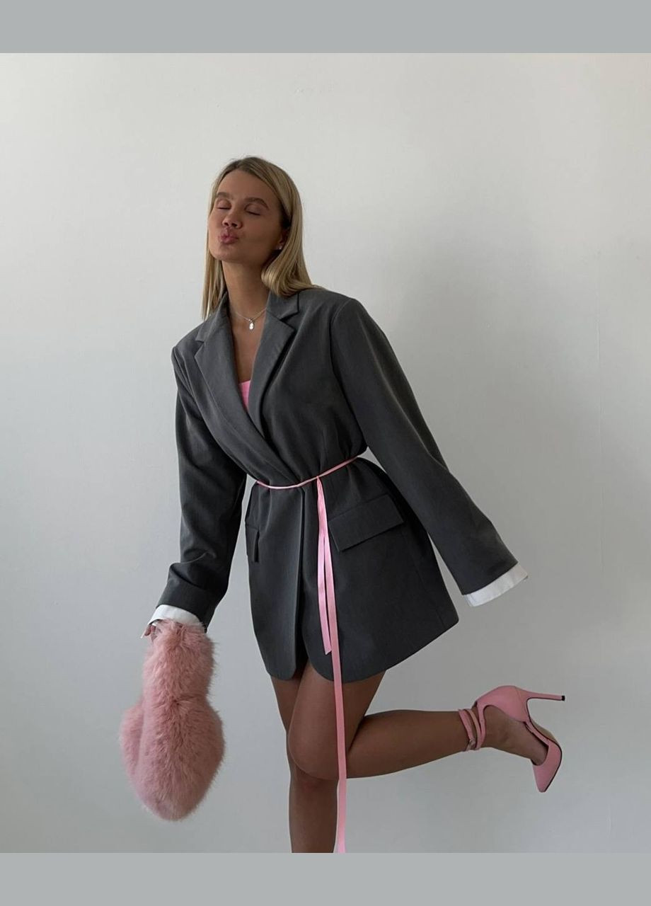 Графитовый женский пиджак Украина однотонный - всесезон
