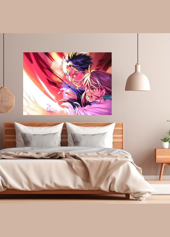 Плакат- на стену с оригинальным принтом аниме-манги Dandadan Дандадан "Okarun Окарун, Ayase Momo Аясе" А2 Кавун постер (316210847)