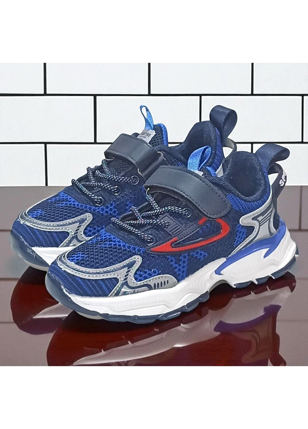 Синій Осінні текстильні ортопедичні кросівки на липучці для хлопчика Clibee