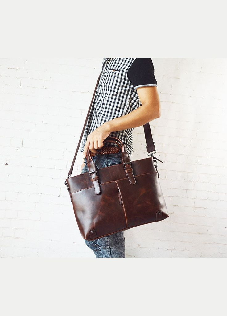 Чоловічий діловий портфель сумка для документів Коричневий No Brand (302391144)