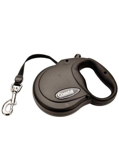 Рулетка-повідець для собак Power Walker Retractable Leash стрічка 4.8 м до 14.5 кг чорний (76484087943) Coastal (364749074)