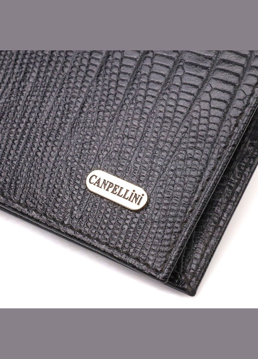 Практичний чоловічий портмоне з натуральної фактурної шкіри 21868 Чорний Canpellini (298571515)