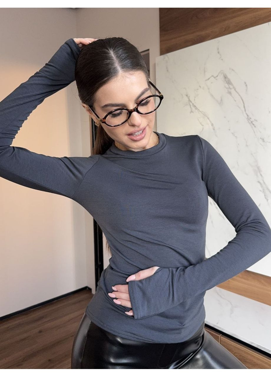 Женский утепленный лонгслив графитового цвета 35857 Fashion (367254767)
