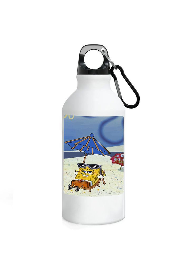 Фляга Губка Боб (пляшка) для води з карабіном 500 мл Металева (Туристична, Для кемпінгу, Для спорту) #14 500 мл Білий No Brand (323639556)