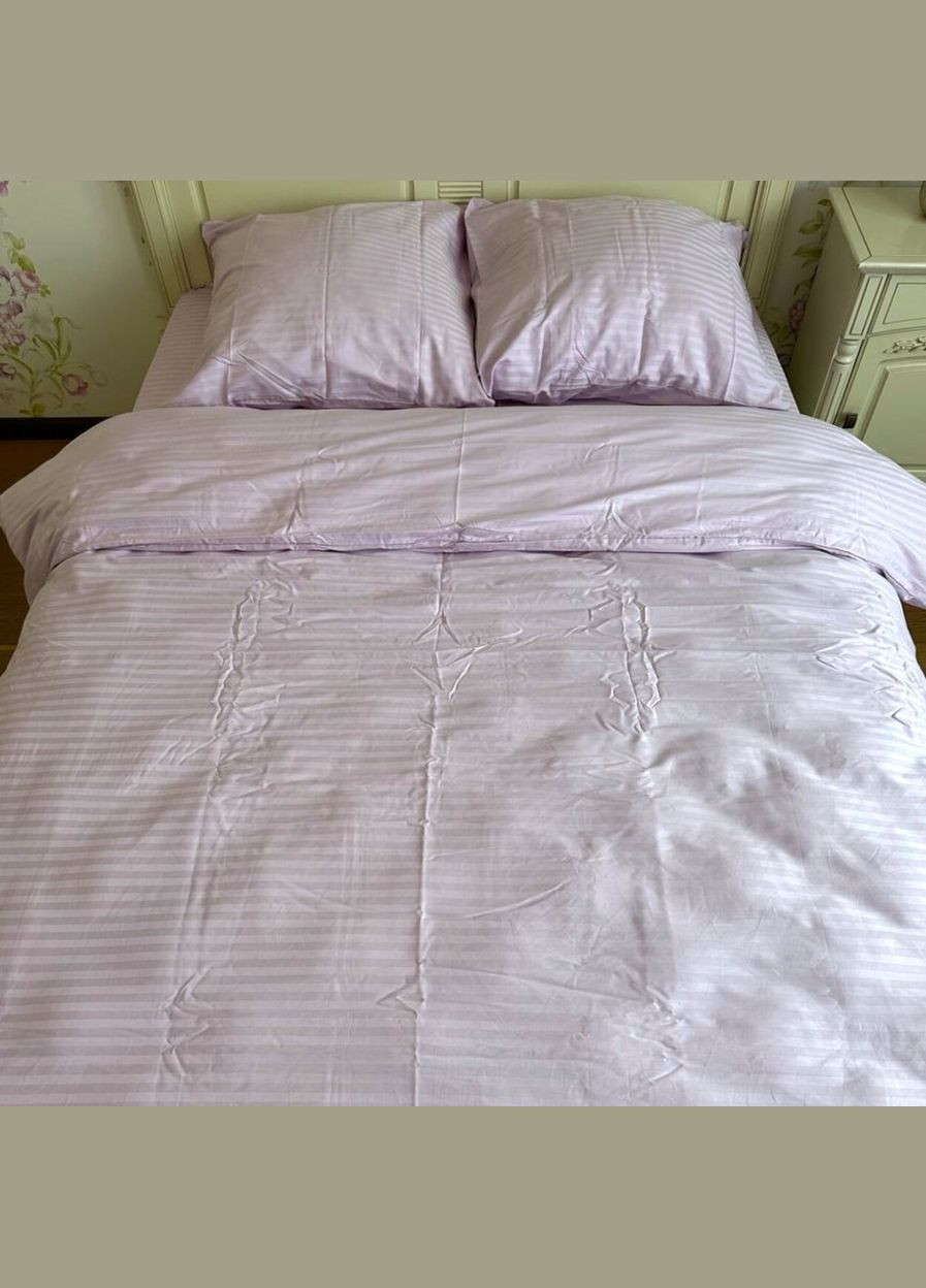 Комплект постельного белья двуспальный евро Страйп сатин Лиловый 543 Ananasko (330642323)