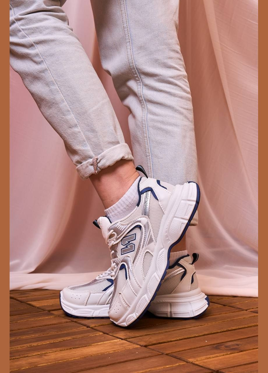 Белые демисезонные кроссовки женские, китай No Brand Sneakers NB White Blue