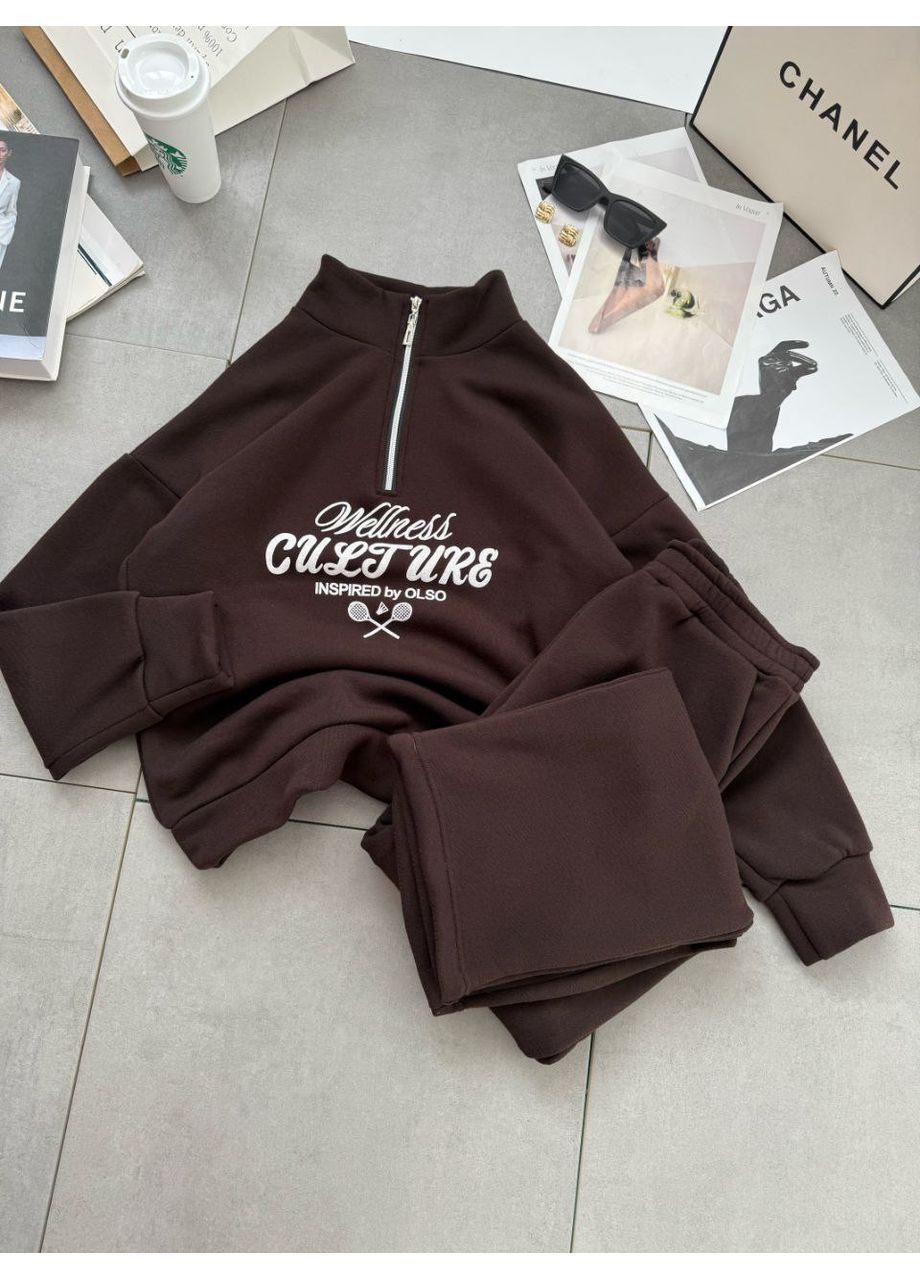 Костюм стильний світшот з блискавкою,якісний накат,штани палаццо,тринитка на флісі Україна (365696767)