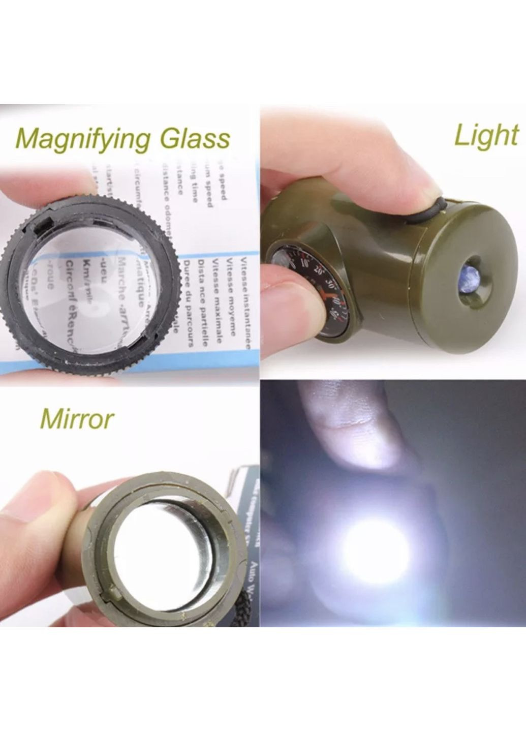 Функціональний свисток з ліхтариком, компасом, термометром "ArmyTools" (темно-зелений) China (366874718)