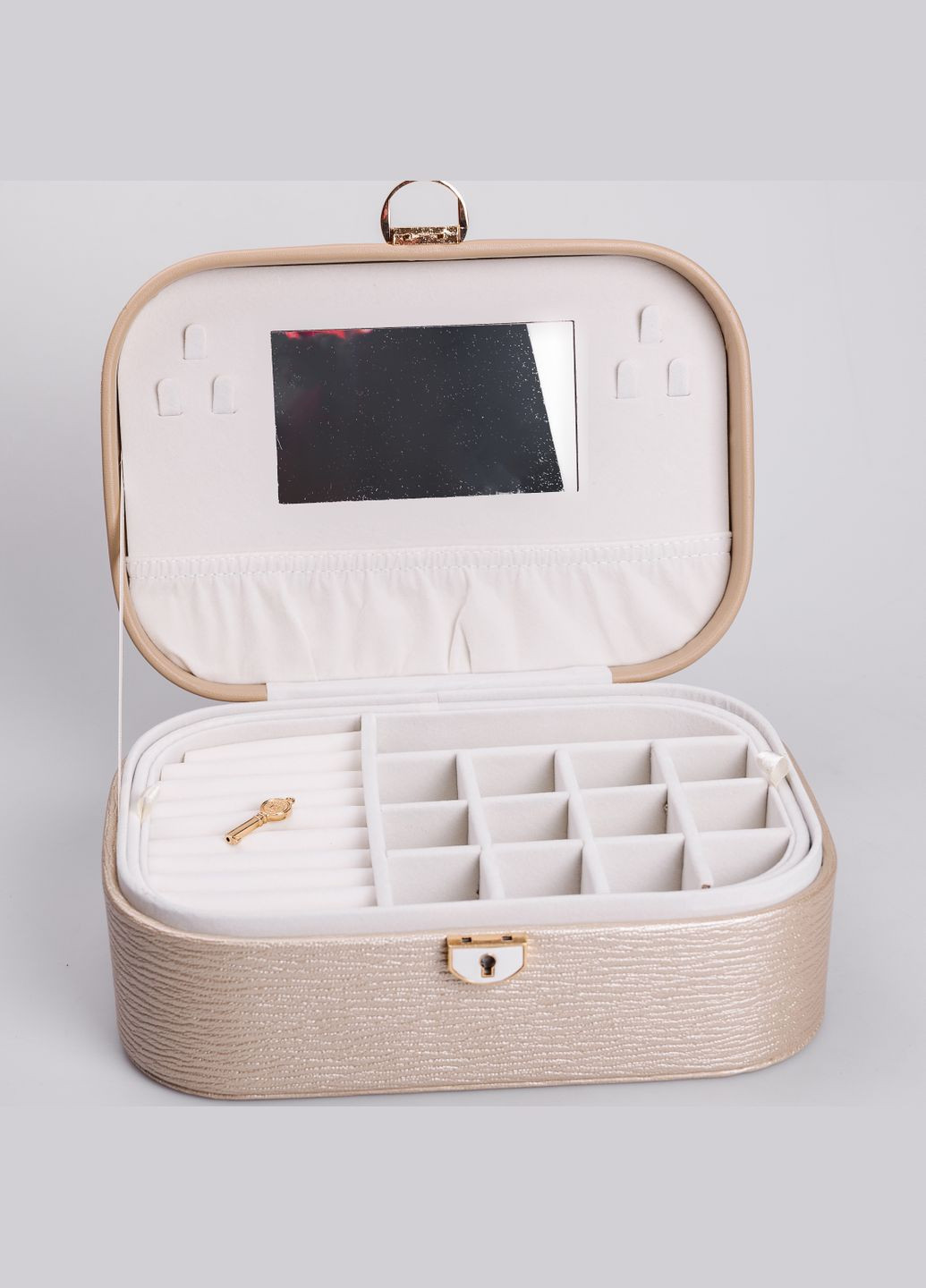 Ящик-органайзер для украшений с замком 26х18х9,5 см, бежевый Yiwu (324069761)
