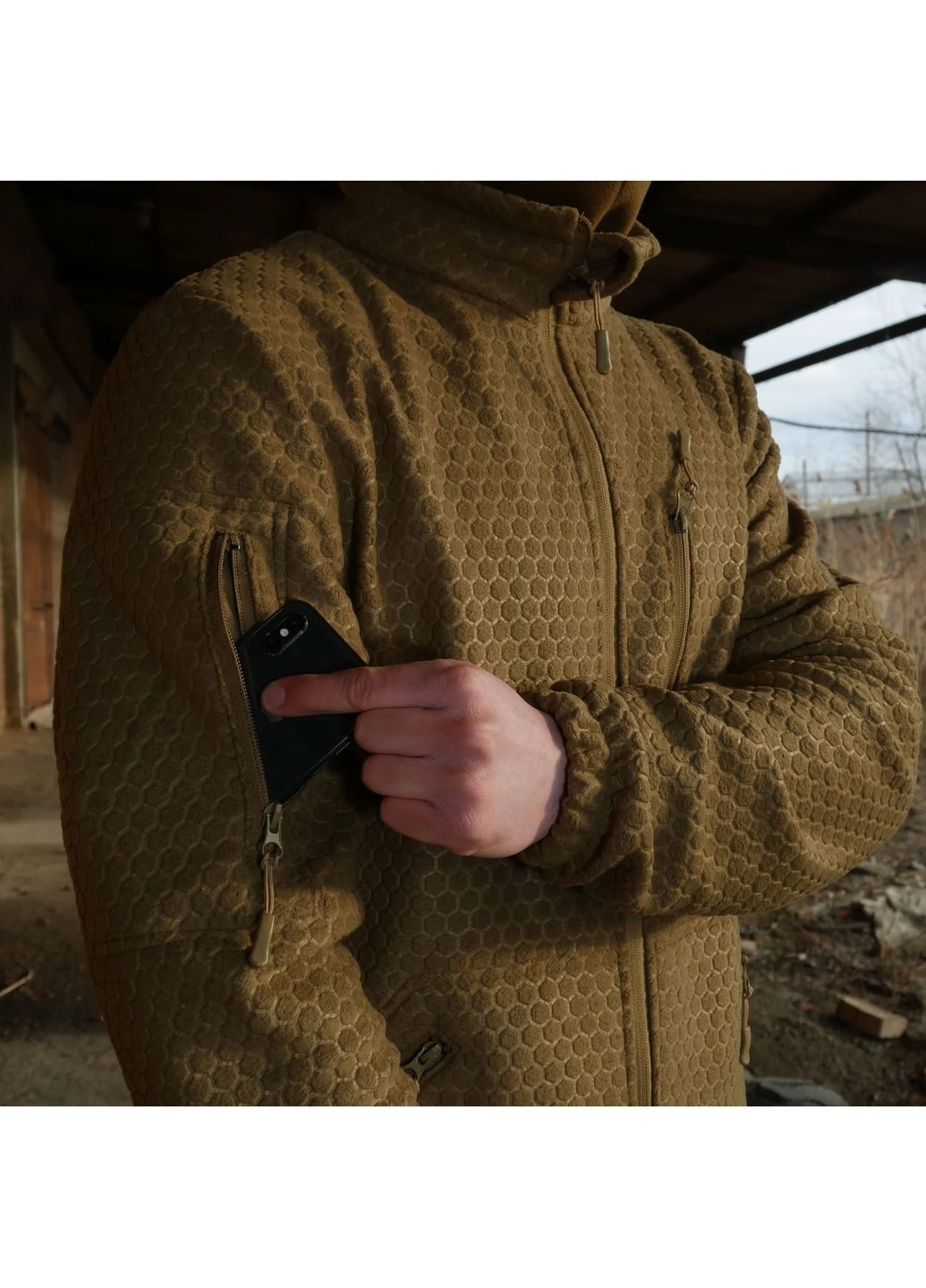 Кофта тактическая флисовая Militex Windblock. Койот. (00000003599) Kiborg (354834517)