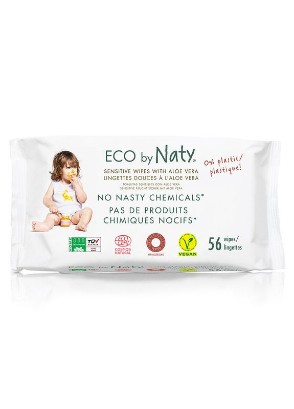 Органічні дитячі вологі серветки Eco by з алое 56 шт 245036 Eco by Naty (271039597)