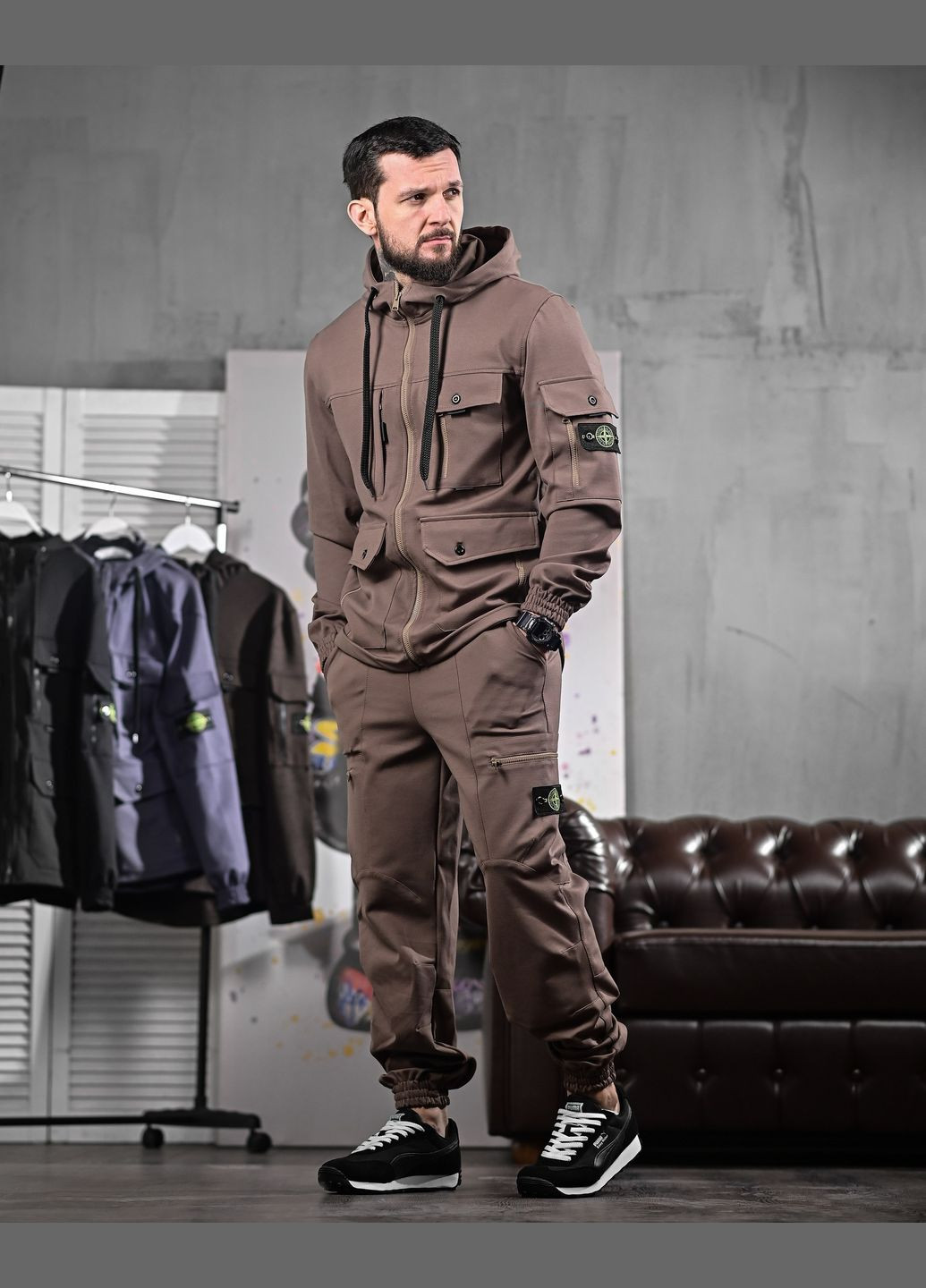 Стильний спортивний костюм чоловічий коричневий Stone Island (326990258)