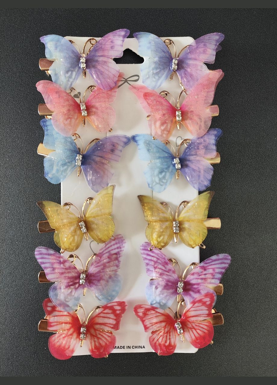 Комплект заколок "Метелики" 12 шт. China (345751320)