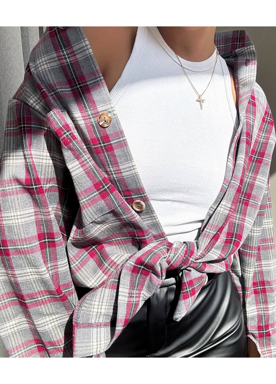Жіноча сорочка оверсайз у клітинку MonCher (353689598)