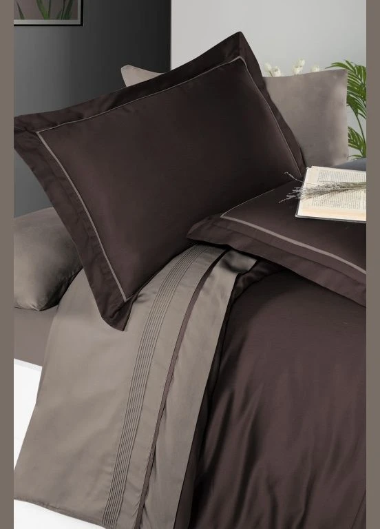 Постельное белье Deluxe Satin DARK 200 х 220 см Serenity Brown Mink First Choice (318381287)