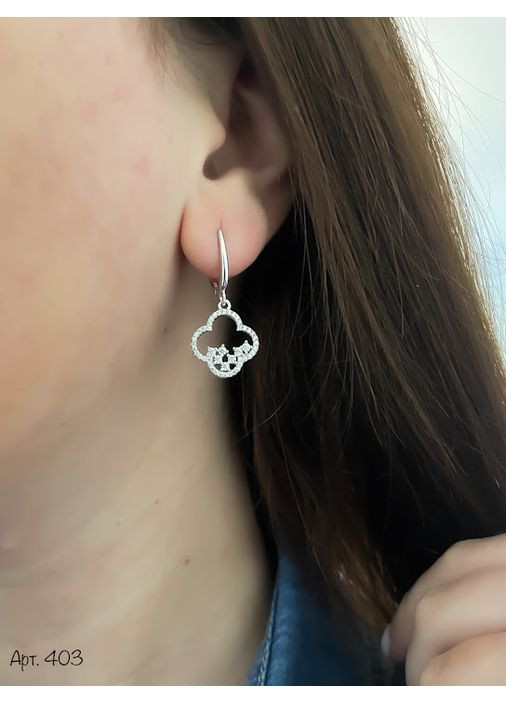 Серебряные серьги Белый цветок No Brand (354721453)