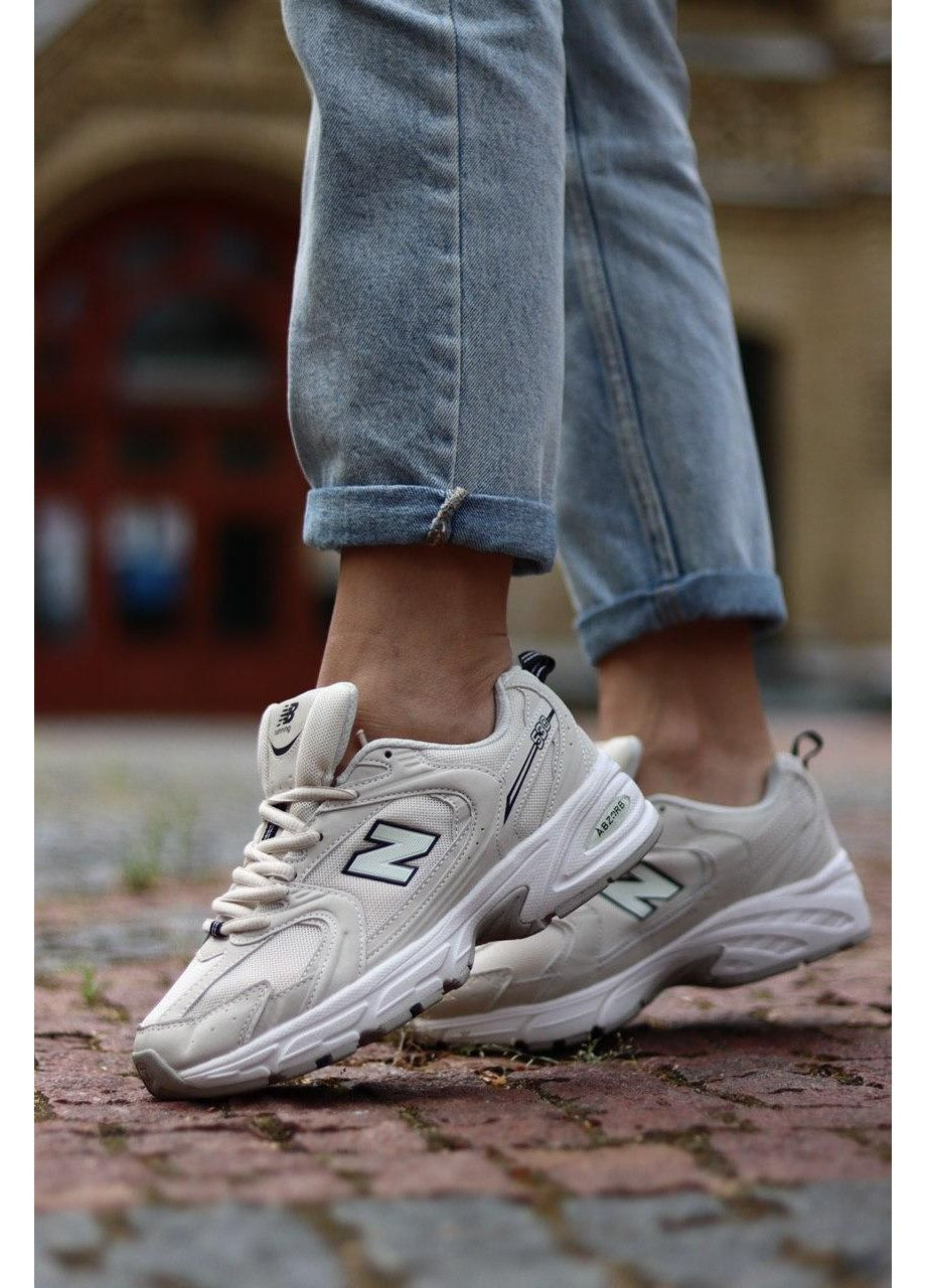Бежевые демисезонные кроссовки мужские new balance 530 floral ink beige нью беланс 530 No Brand