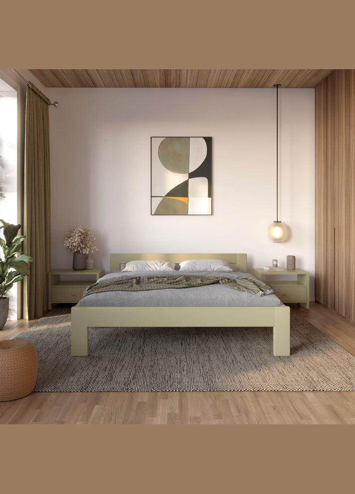 Двоспальне дерев'яне ліжко Делі (RAL1020) 180х190 см (MBG-4014) Mebigrand (368282657)