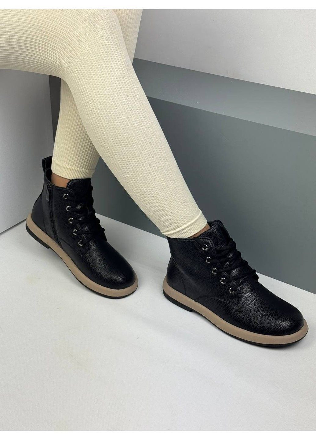 Зимние 583 ботинки зимние черные кожаные Yimeili