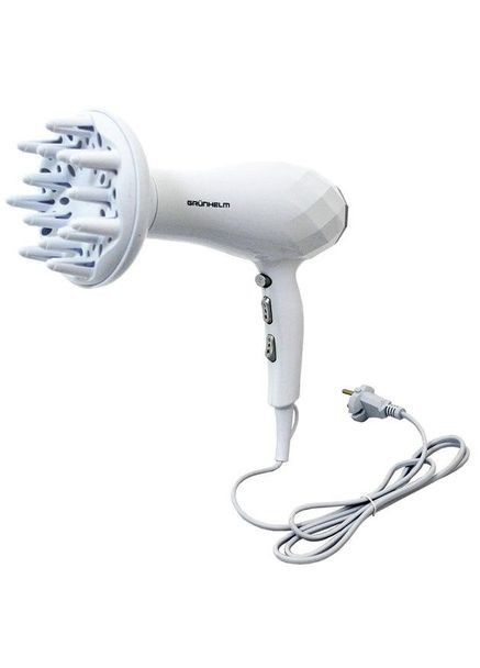 Фен стайлер GHD-576 фен дифузор концентратор 2 швидкості 3 режими температури Білий 2200 Вт Grunhelm (314465447)