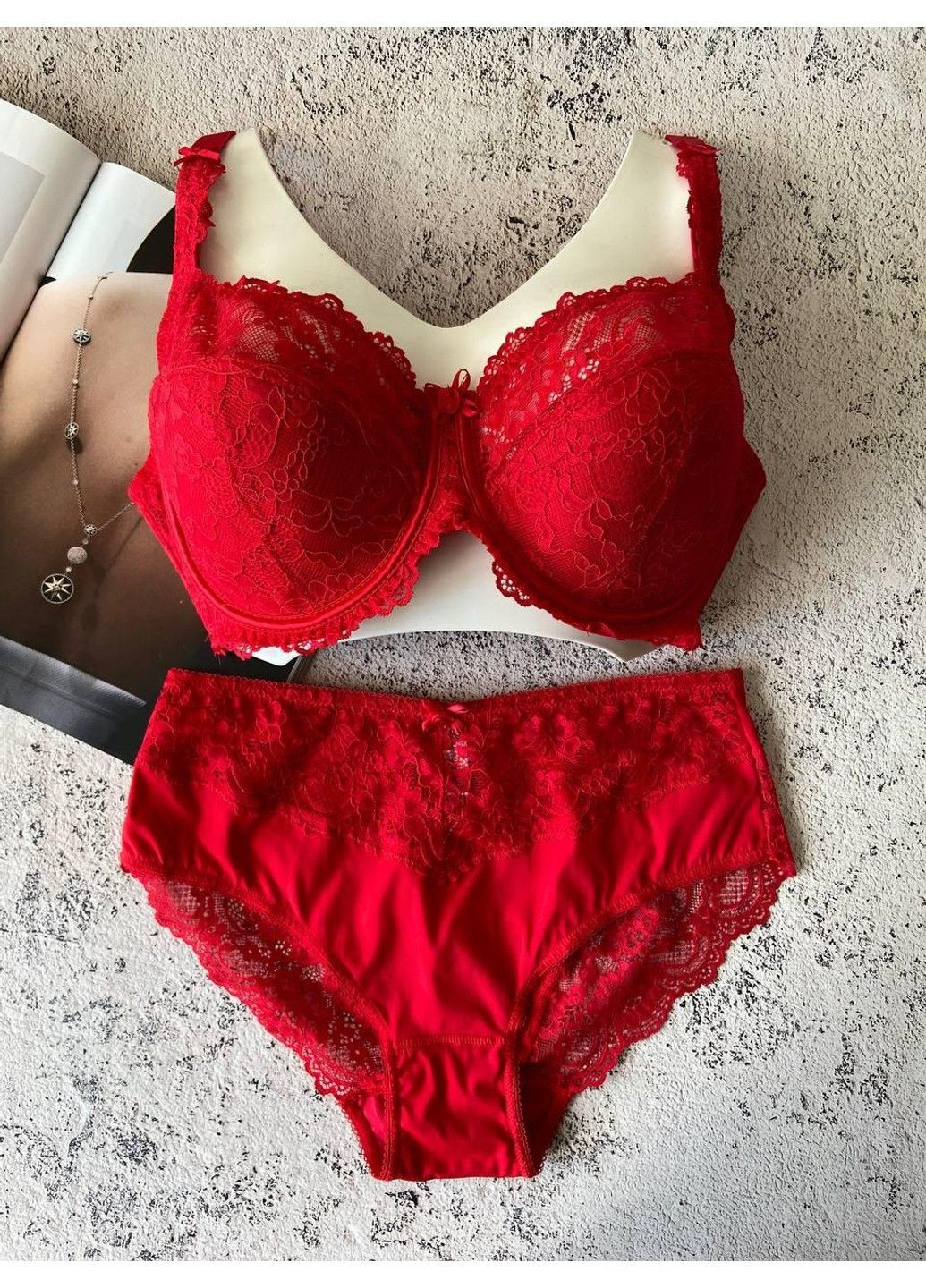 Красный красное женское нижнее белье на чашку d комплект Lanny Mode