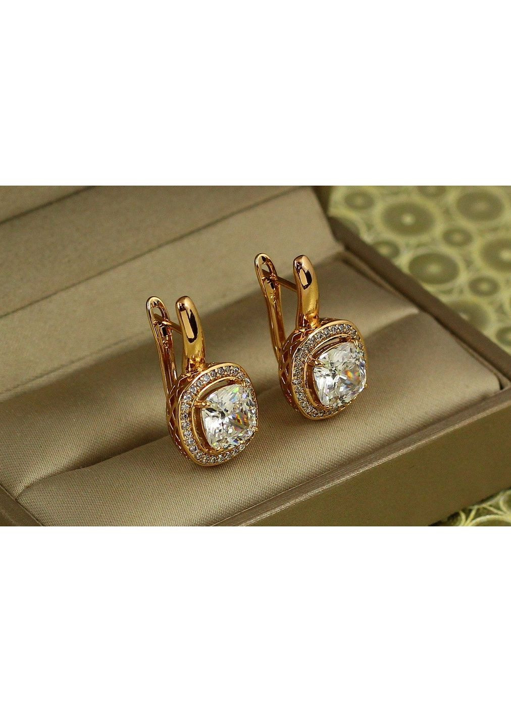 Серьги Титанк с белым камнем 2,3 см золотистые love-shopping Xuping Jewelry (354661709)