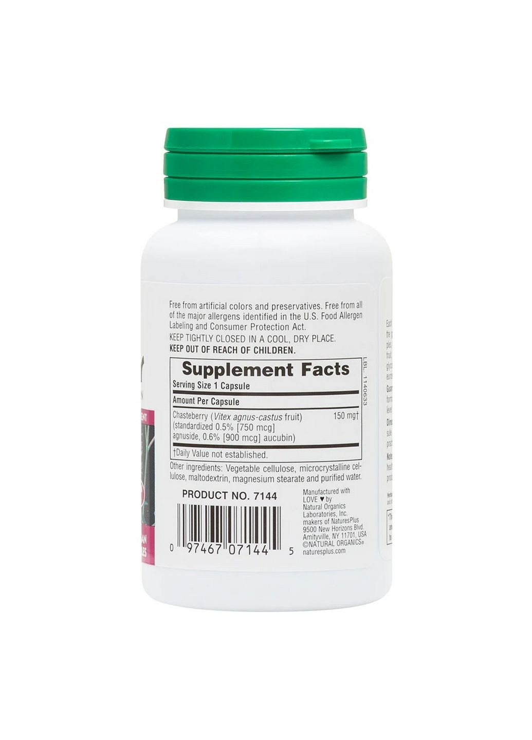 Натуральна добавка Herbal Actives Chasteberry 150 mg, 60 капсул Natures Plus (294926837)