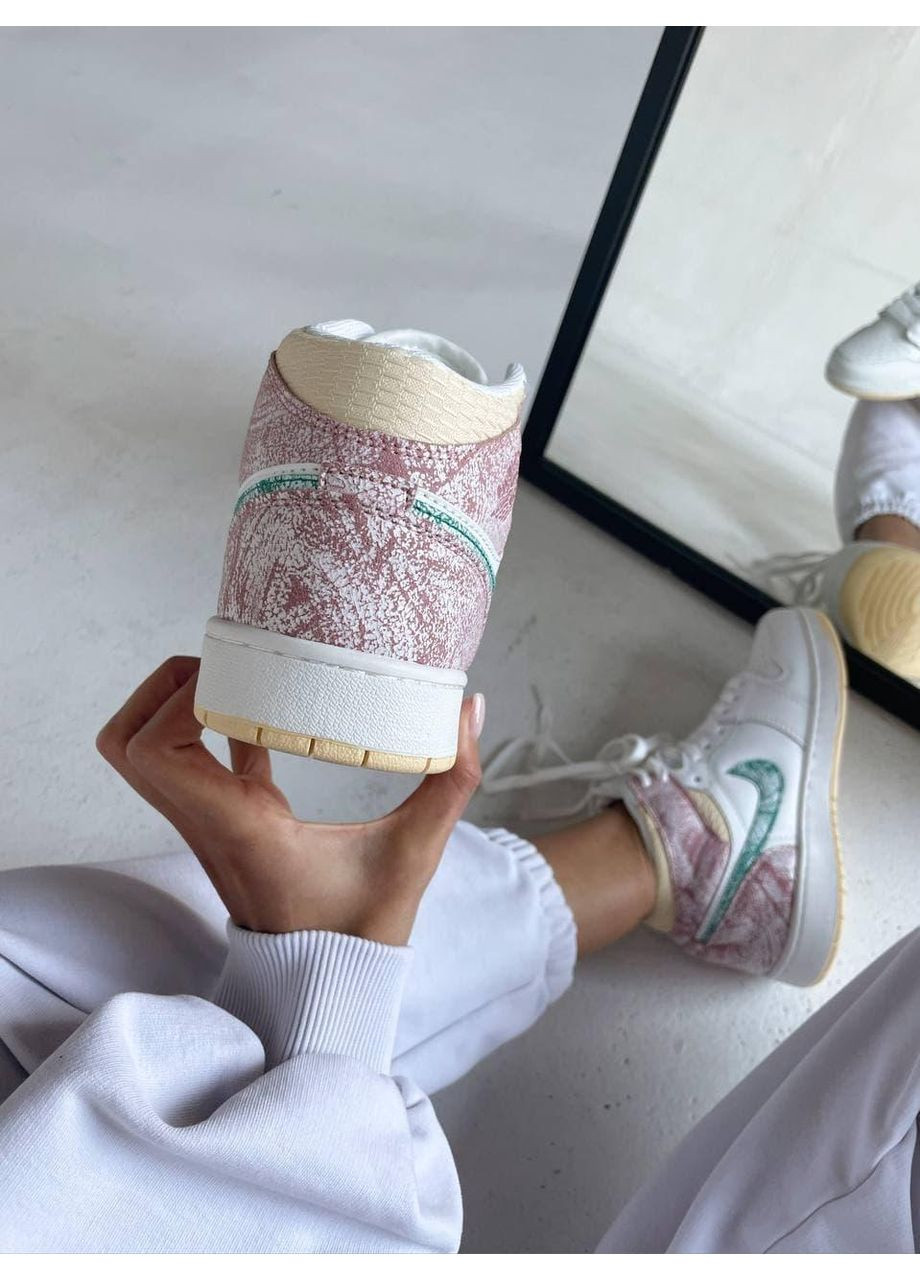 КРОССОВКИ ЖЕНСКИЕ NIKE AIR JORDAN 1 RETRO MID ICE CREAM НАЙК АИР ДЖОРДАН No Brand белые демисезоны (369389749)