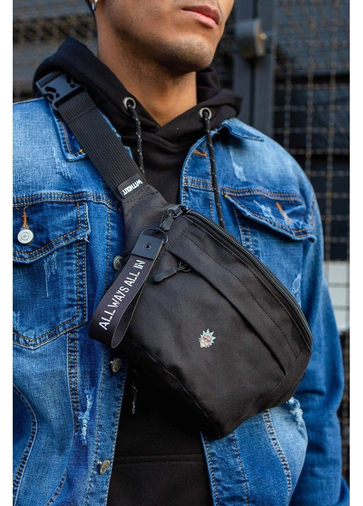 Сумка бананка барсетка через плечо с принтом Rick Black Without (353707039)