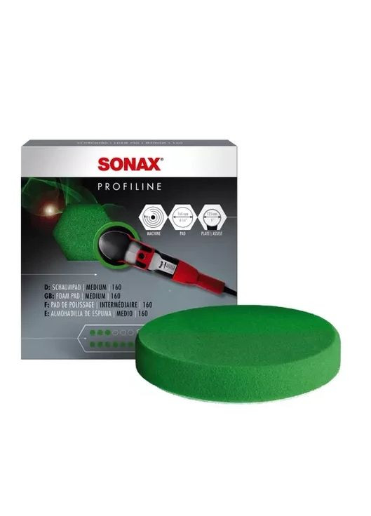 Полировочный круг средней жесткости зеленый 160 мм Polishing Pad Green (Medium) Sonax (365657269)