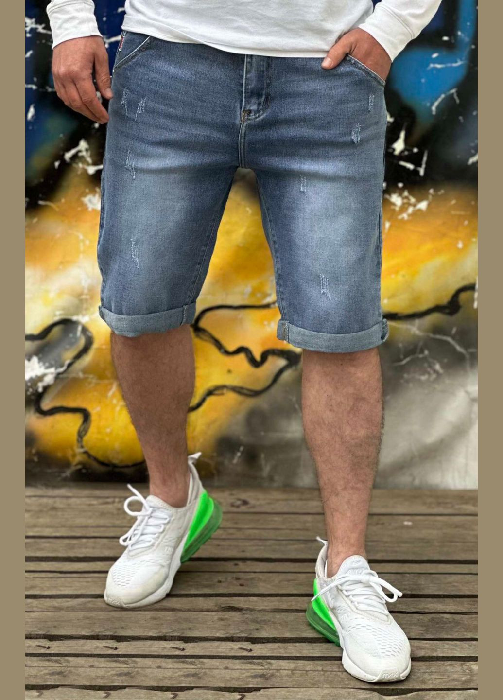 Шорты мужские джинсовые светло-синего цвета Let's Shop (294816982)