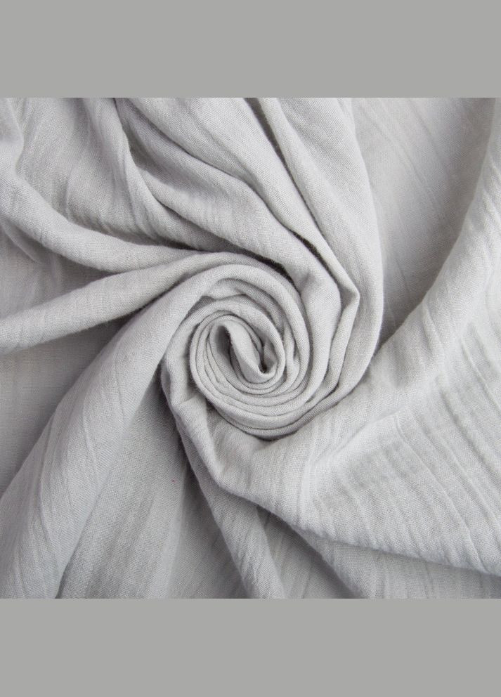 Ткань Муслин хлопок 2-слойный, 150 см, 105 г/м2, для одежды, платьев, костюмов, юбок св. серый IDEIA (322578714)