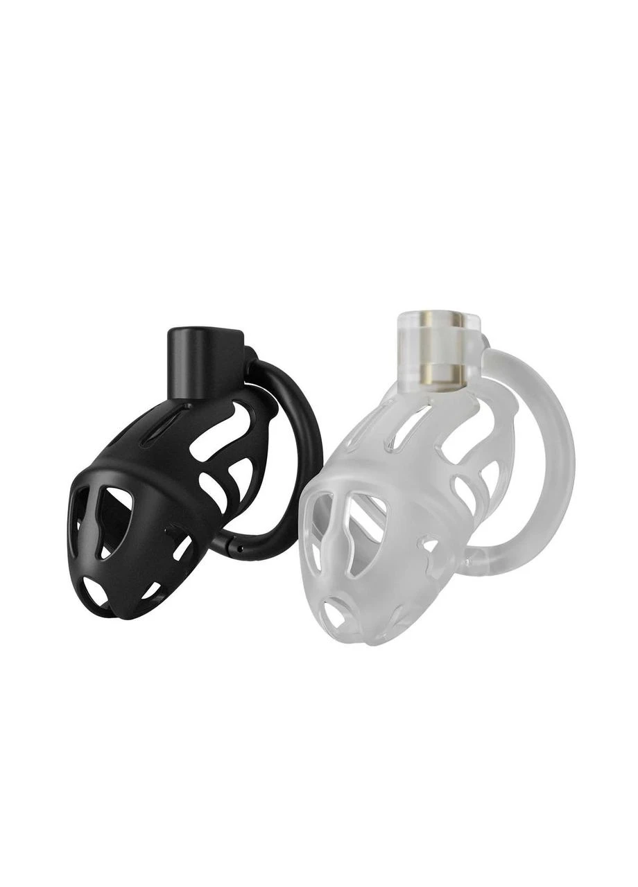 Клітка для пеніса SEVANDA Plastic Penis Chastity Cage, чорна, 3 кільця різних розмірів Lockink (383118216)