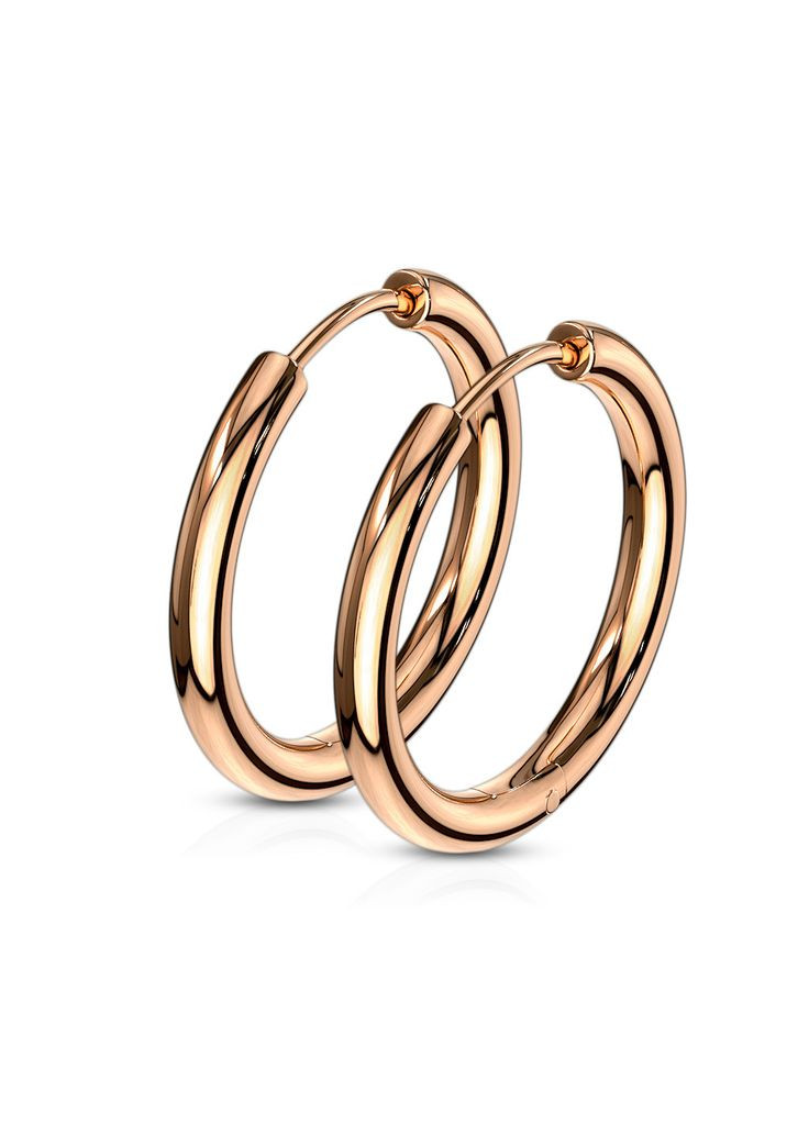 Серьги-кольца SE3065R-14 из стали золотистые (Диаметр: 14мм) Spikes (328939086)