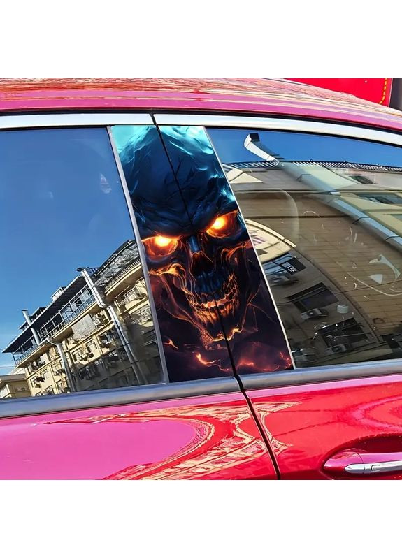 Наклейки на стойки дверей авто 3D TUNING STUDIO Череп глаза огонь 500х220х0.080мм=2штуки No Brand (362499575)
