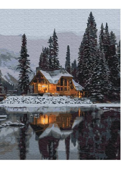 Картина за номерами Засніжена ніч 40х50 см Малювання за номерами зимовий пейзаж BS52498 Brushme (308988978)