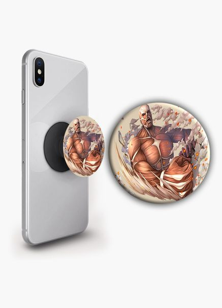 Тримач для телефону PopSockets Аніме Атака Титанів #016 Чорний No Brand (304503248)
