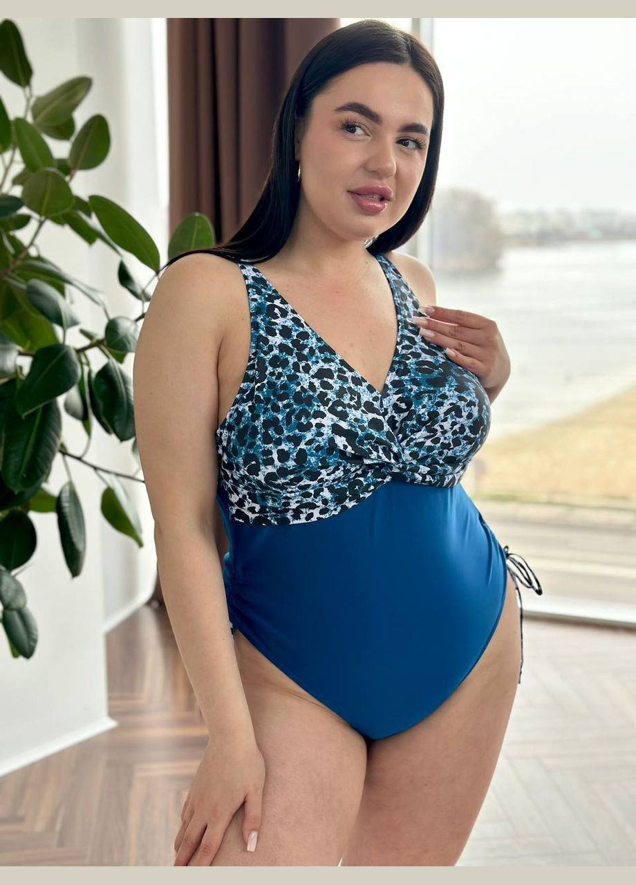 Синій літній неймовріно зручний та стильний купальник суцільний Vakko