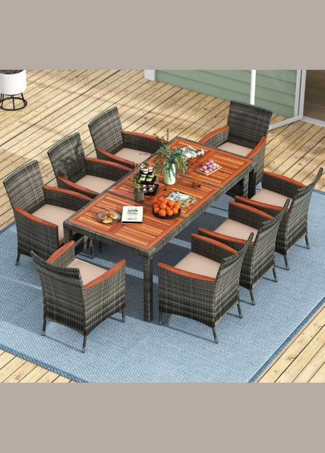 Комплект садовой мебели Viccos 8+1 Серый/бежевый Costway (362028003)