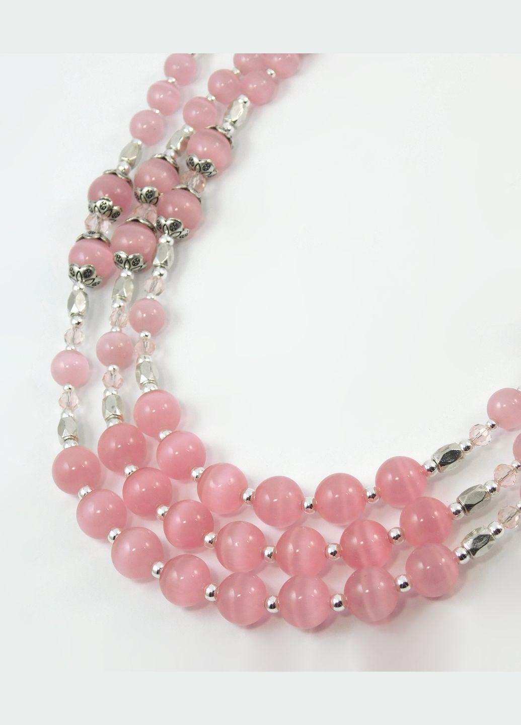 Намисто "Рожева грація" Котяче око, чеське скло Fursa fashion (322444509)