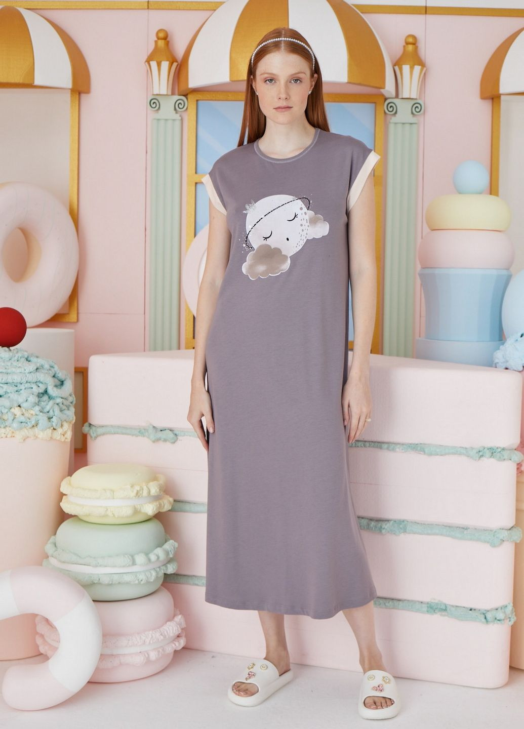 Сіра сорочка нічна жіноча Sevim