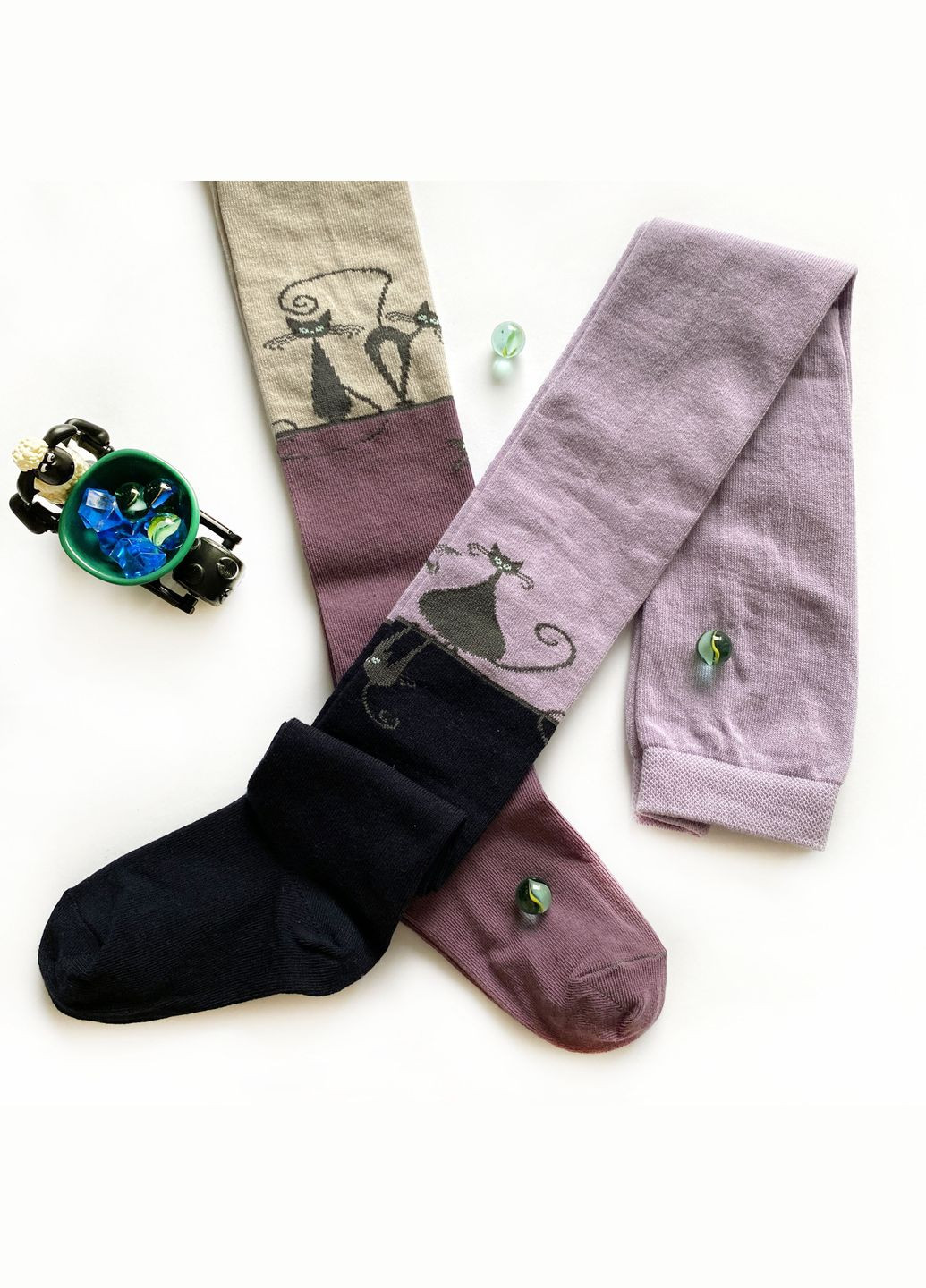 Детские колготки. Кицюни. Размер 20, рост (128-134 см). Цвет: Тёмно-синий. Крокус (338427382)