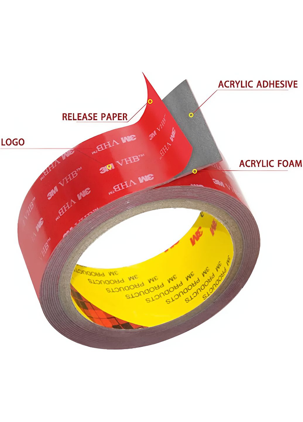 Клейкая двухсторонняя лента 3M 5608 VHB Tape универсальная 10мм 0.8 мм 3М (326065853)