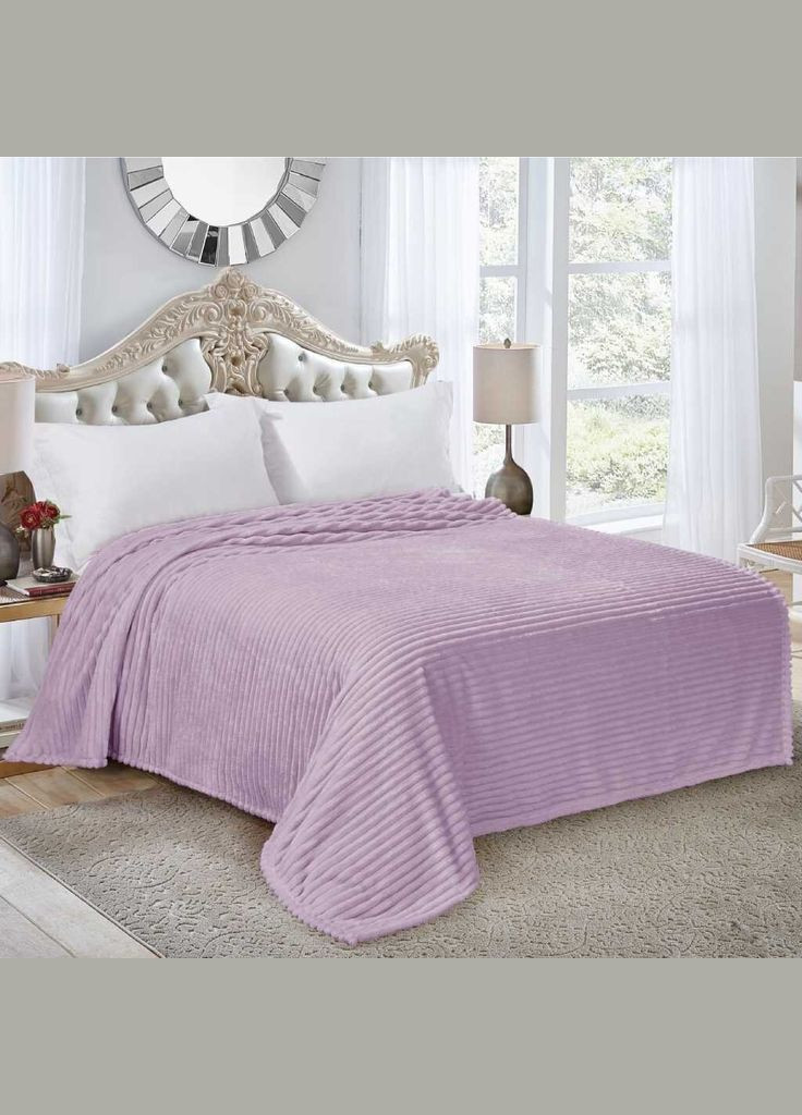 Плед-покрывало шарпей розовый в полоску 200х220 см Colorful Home (282843097)
