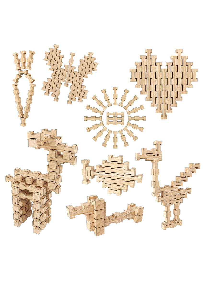 Деревянный конструктор "Фантазия" 900057, 60 деталей Igroteco (339783284)