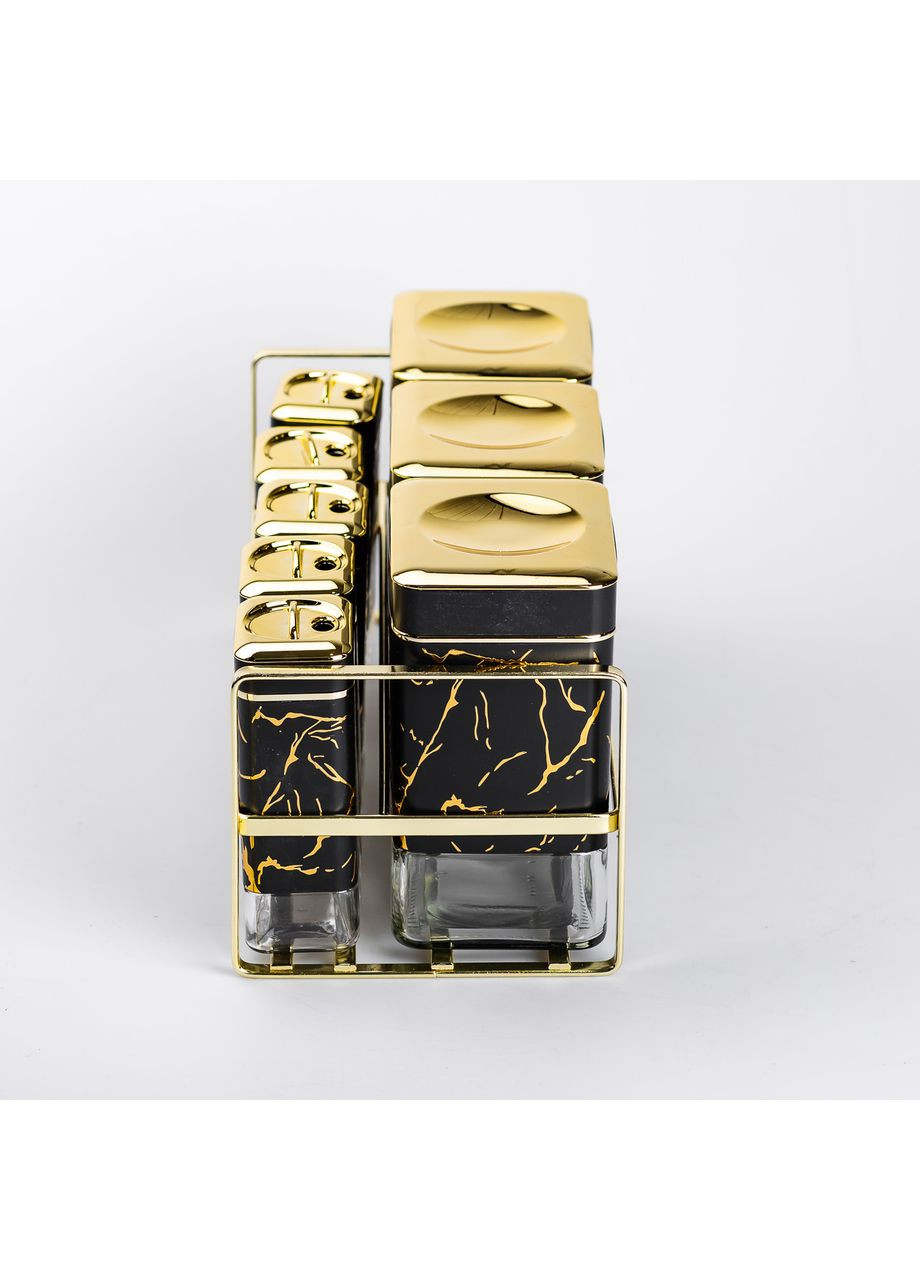 Набор для специй на подставке с крышками 8 штук Черный Yiwu (360456798)