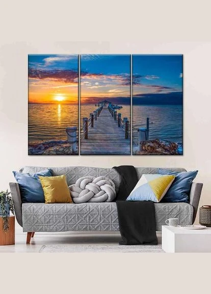 Модульна картина з трьох частин Захід сонця над морем 78x48 см (M3_M_31) Art Studio Shop (379846983)