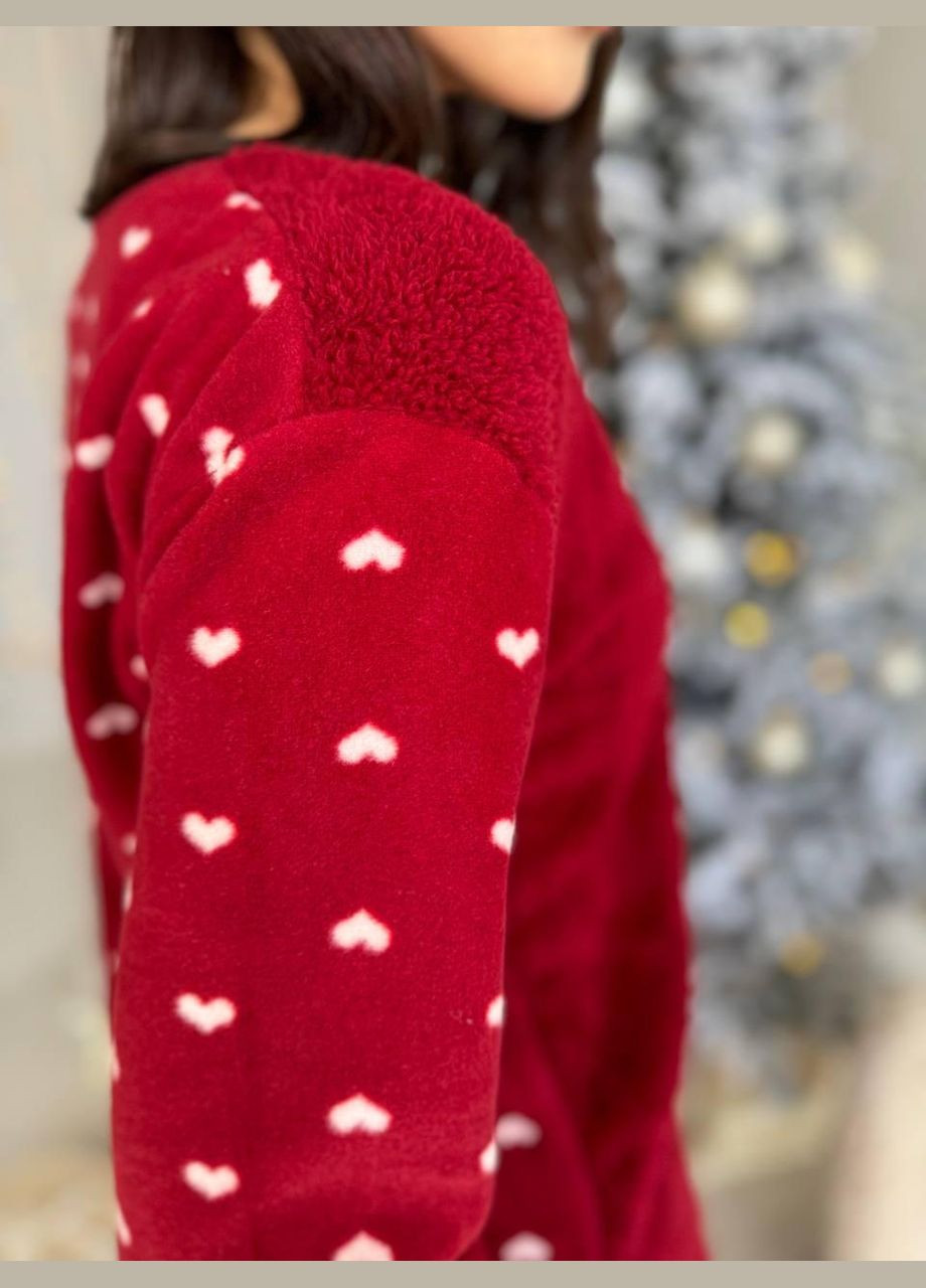 Бордова зимня тепла піжама кофта + брюки No Brand