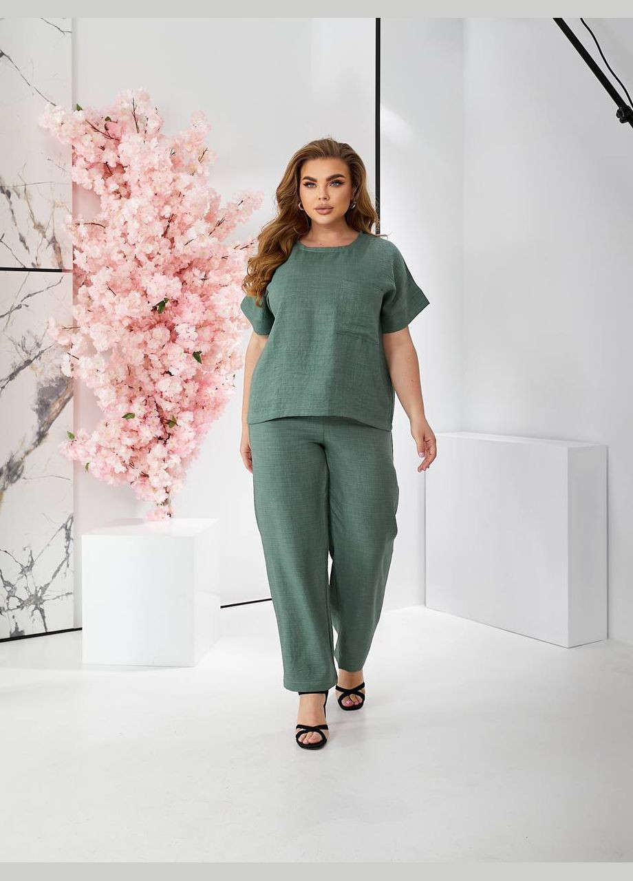 Льняной костюм (блуза+штаны) Fashion (340915065)