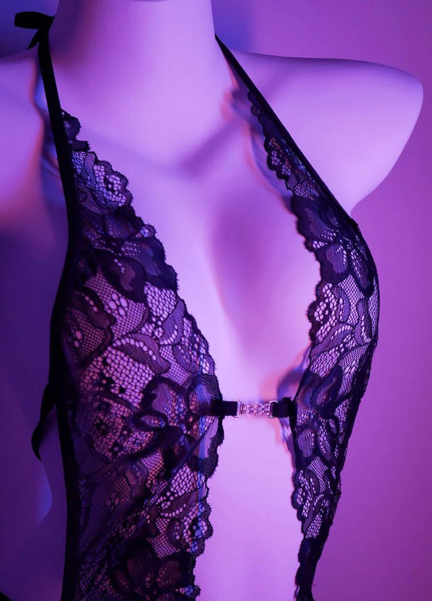 Черный эротическое кружевное белье с открытым доступом No Brand